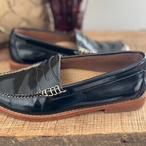 Vintage Y2K G.H. Bass Weejuns Black Patent Penny Loafers Size 7